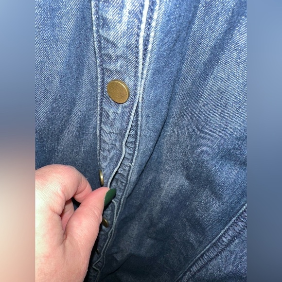 Lane Bryant Plus Size Tunic Shirt Denim Dress Rolltab Sleeves Pockets - Picture 11 of 13